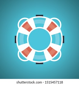 Rubber tube for safety in swimming pool plat icon. Blue Theme Concept