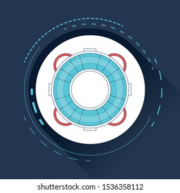 Rubber tube for safety in swimming pool plat icon