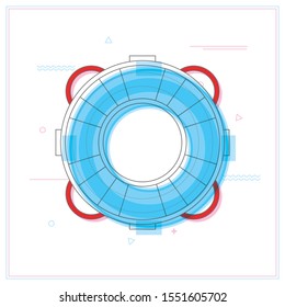 Rubber tube for safety in swimming pool plat icon.