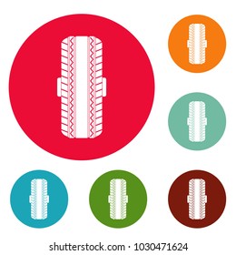 Rubber tyre icons circle set vector isolated on white background