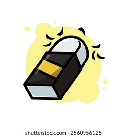 Rubber Used Eraser Cartoon Icon Vector Illustration. Isolated background. School office stationery supplies