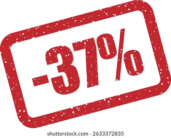 Sello de Vector de goma con letras en negrita "-37%", ideal para diseños de venta y Precios juguetones o no convencionales