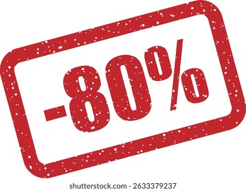 Rubber vector stamp with bold "-80%" lettering, ideal for playful or unconventional sale and pricing designs