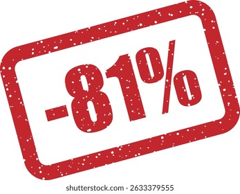 Sello de Vector de goma con letras en negrita "-81%", perfecto para imágenes distintivas de descuento o venta