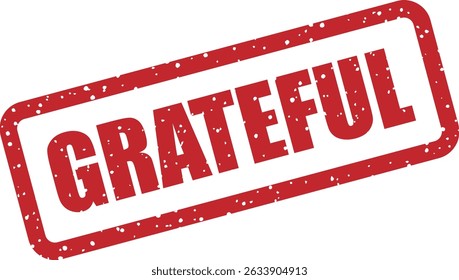 Rubber vector stamp with bold "GRATEFUL" text, suitable for thankful and emotionally rich graphic projects