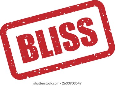Rubber vector stamp featuring bold "BLISS" lettering, great for designs conveying calm, serenity, and happiness