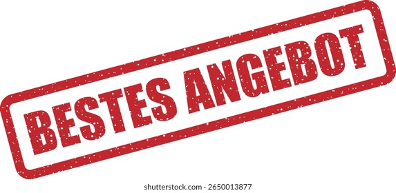 Carimbo de borracha com a frase alemã "BESTES ANGEBOT" (melhor oferta). Adequado para promoções e ofertas por tempo limitado