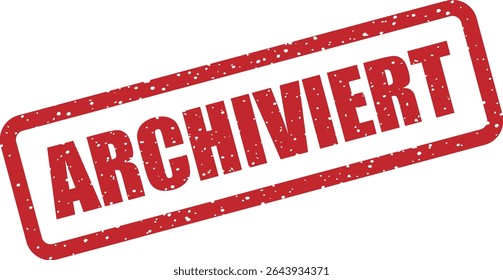 Carimbo de borracha com a palavra alemã "ARCHIVIERT" (Arquivado). Para uso em documentos armazenados ou finalizados