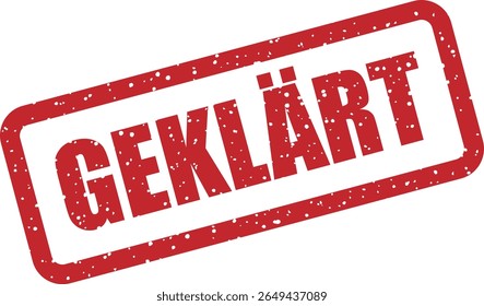 Carimbo de borracha com a palavra alemã "GEKLÄRT" (resolvido). Ideal para marcar problemas, tíquetes ou suporte ao cliente como resolvidos