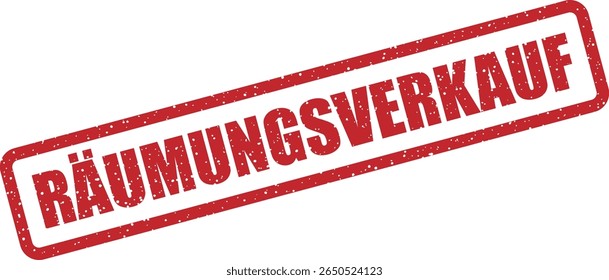 Carimbo de borracha com a palavra alemã "RÄUMUNGSVERKAUF" (venda livre). Ideal para grandes marcações, eventos de saída ou promoções de ações finais