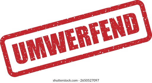 Carimbo de borracha com a palavra alemã "UMWERFEND" (impressionante). Excelente para produtos glamourosos de marketing, efeitos de cair o queixo ou visuais "wow"