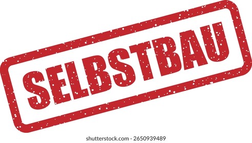 Rubber vector stamp with the German word “SELBSTBAU” (self-build). Ideal for DIY, construction, or crafting projects