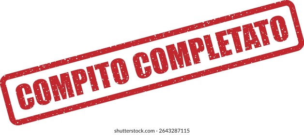 Carimbo de borracha com a frase italiana "COMPITO COMPLETATO" (Homework Completed). Ideal para estudantes, materiais educacionais ou uso em sala de aula