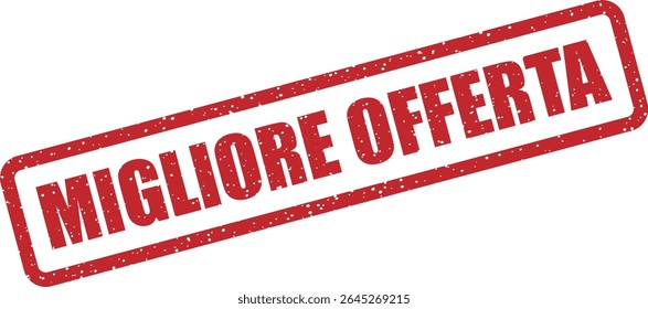 Carimbo com a frase italiana "MIGLIORE OFFERTA" (melhor oferta). Perfeito para destacar as melhores ofertas e promoções
