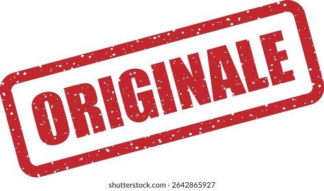Carimbo de borracha com a palavra italiana "ORIGINALE" (original). Usá-lo em versões oficiais, documentos de primeira emissão ou registros autênticos