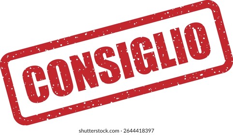 Rubber vector stamp with the Italian word “CONSIGLIO” (advice). Useful for educational or guidance visuals