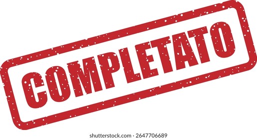 Rubber vector stamp with the Italian word “COMPLETATO” (completed). Uso indicado para confirmar finalización de actividades o pasos