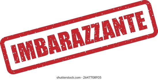 Carimbo de borracha com a palavra italiana "IMBARAZZANTE" (embaraçoso). Perfeito para situaciones incómodas, memes o reacciones divertidas