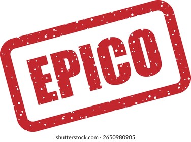 Carimbo de borracha com a palavra italiana "Epico" (épico). Perfeito para grandes anúncios, eventos blockbuster ou promoções de destaque