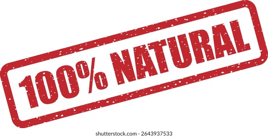 Rubber vector stamp with the phrase “100% NATURAL”. Perfect for organic products, eco-friendly packaging, handmade goods, or sustainable branding