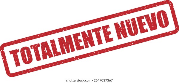 Carimbo de borracha com a frase em espanhol "TOTALMENTE NUEVO" (novo em folha). Excelente para lançamentos de produtos ou recém-chegados