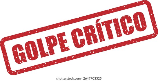 Carimbo de borracha com a frase em espanhol "GOLPE CRÍTICO" (hit crítico). Ideal para gráficos de jogos, conquistas ou visuais dinâmicos