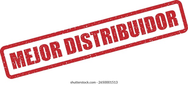 Rubber vector stamp with the Spanish phrase “mejor distribuidor” (best distributor). Great for business deals, vendors, or supplier rankings