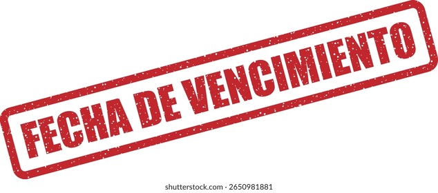 Carimbo de borracha com a frase espanhola "Fecha de vencimiento" (data de vencimento ou data de expiração). Ideal para faturas, assinaturas ou lembretes de prazo