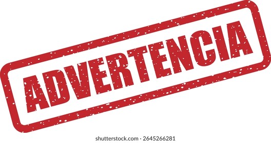 Carimbo de borracha com a palavra espanhola "ADVERTENCIA" (advertência). Excelente para alertas, sinais de perigo ou avisos
