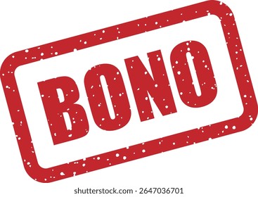 Carimbo de borracha com a palavra espanhola "BONO" (voucher). Ideal para descontos, cupons ou ofertas especiais