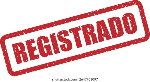 Carimbo de borracha com a palavra espanhola "REGISTRADO" (registrado). Útil para confirmar inscrições, membresías