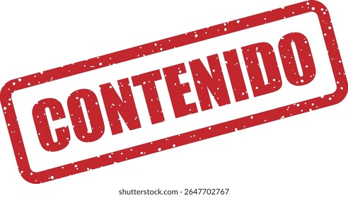 Vektorstempel aus Gummi mit dem spanischen Wort "CONTENIDO" (Inhalt). Ideal zum Markieren von Dokumentabschnitten oder Medienobjekten
