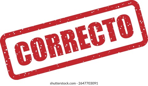 Sello de Vector de goma con la palabra española “CORRECTO” (correcto). Perfecto para cuestionarios, formularios o respuestas marcadas correctamente