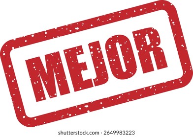Rubber vector stamp with the Spanish word “mejor” (best). Perfect for highlighting quality, performance, or popularity