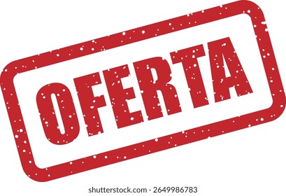 Rubber vector stamp with the Spanish word “OFERTA” (offer). Perfect for promotions, deals, and special sales
