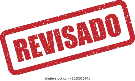 Carimbo de borracha com a palavra espanhola "REVISADO" (revisado). Ideal para verificações editoriais, revisões de documentos ou revisões de qualidade
