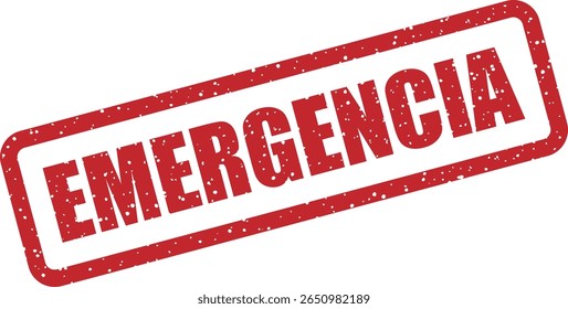 Carimbo de borracha com a palavra espanhola "Emergencia" (emergência). Adequado para alertas urgentes, sinalização de segurança ou comunicações de crise