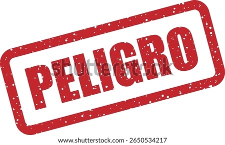 Rubber vector stamp with the Spanish word “PELIGRO” (danger). Perfect for hazard warnings, safety signs, or high‑risk labels