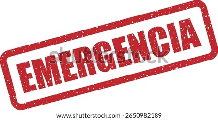 Rubber vector stamp with the Spanish word “Emergencia” (emergency). Suitable for urgent alerts, safety signage, or crisis communications