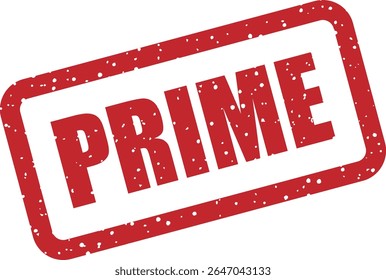 Rubber vector stamp with the word “PRIME”. Ideal for highlighting premium status, top-tier products, or exclusive access