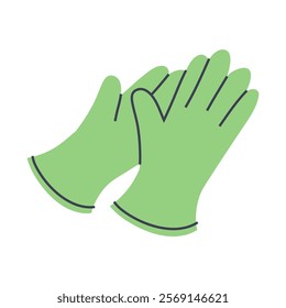 Rubber work gloves. Garden clothes. Flat graphic element for spring and summer designs.