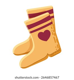 Botas amarelas de borracha isoladas sobre fundo branco. para banner, folheto, têxtil, impressão, superfície, design de tecido. Ilustrações coloridas em plano