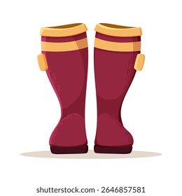 Botas amarelas de borracha isoladas sobre fundo branco. para banner, folheto, têxtil, impressão, superfície, design de tecido. Ilustrações coloridas em plano