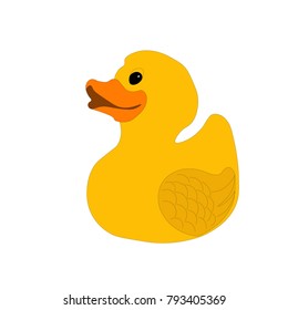 rubber yellow duck on a white background