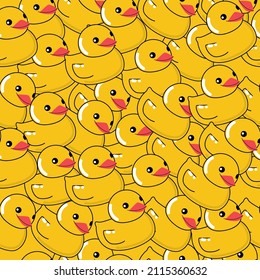 Rubber yellow duck seamless pattern. Vector illustration for packaging