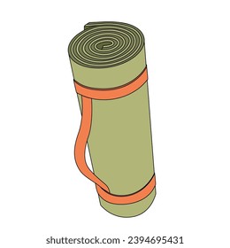 The rubber yoga mat is rolled into a roll. Equipment for sports, stretching and yoga