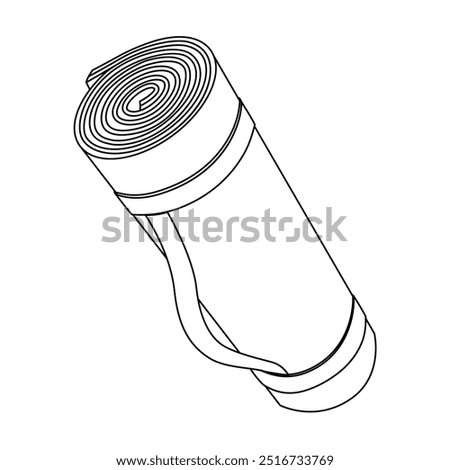 The rubber yoga mat is rolled into a roll. Equipment for sports, stretching and yoga