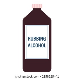 Rubbing Alcohol Solution In A Dark Plastic Bottle Cartoon Vector Illustration Isolated On A White Background.