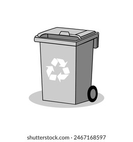 Rubbish Bin Cartoon Vector Illustration