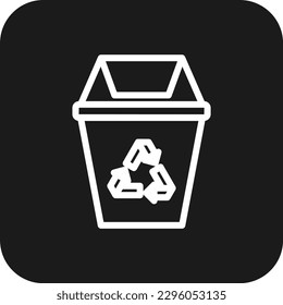 Rubbish bin Eco friendly icon with black filled line style. trash, waste, recycle, recycling, environment, basket, reuse. Vector illustration